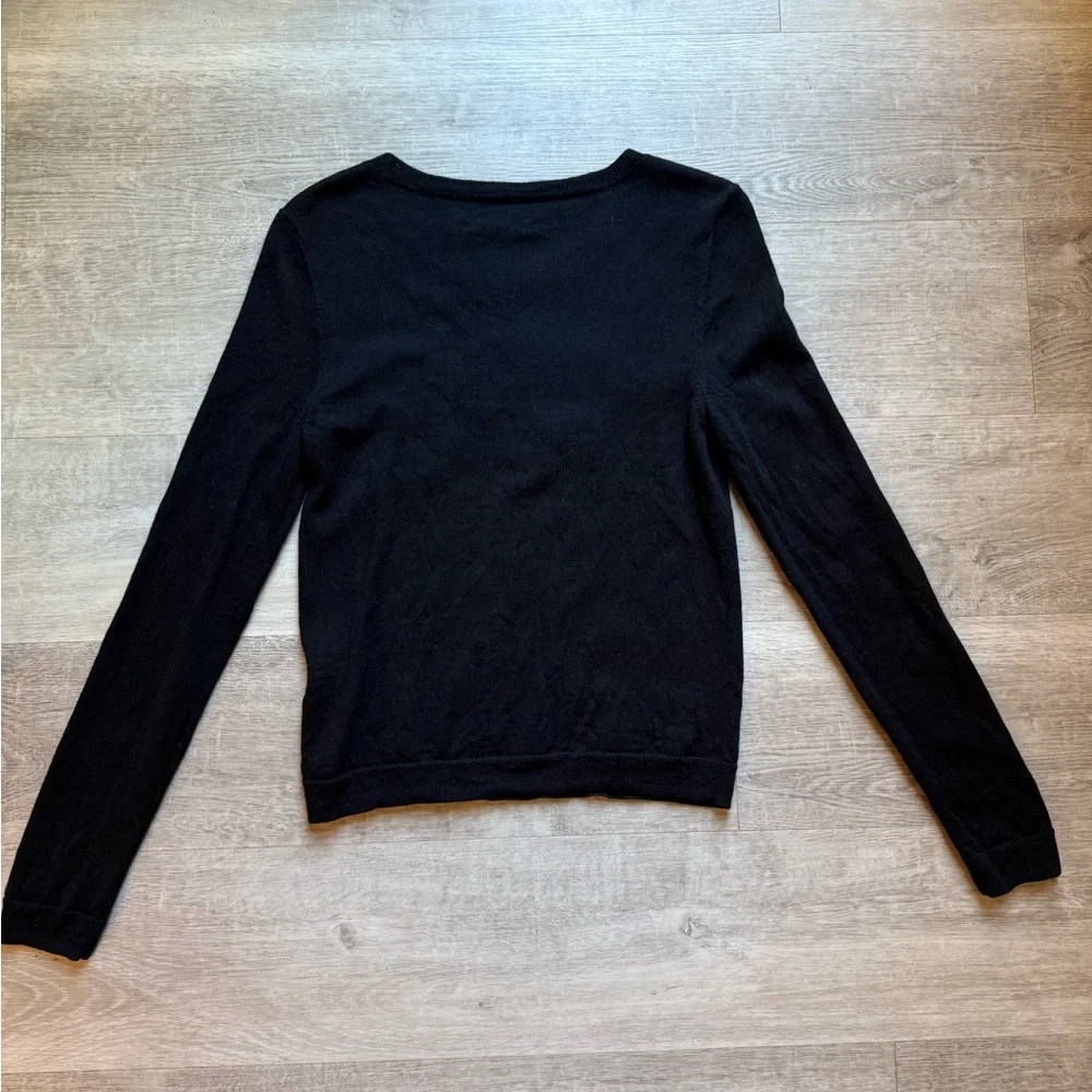 Alice + Olivia Bethela Cat Beaded Embroidered 100% Wool Black Sweater Size M - Picture 9 of 9